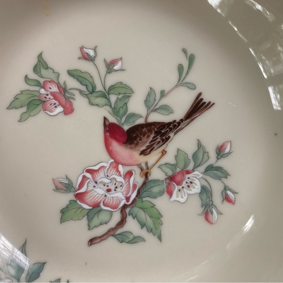Lenox "Serenade" Open Candy Dish - flowers & bird with handles and Gold Trim - Picture 4 of 6